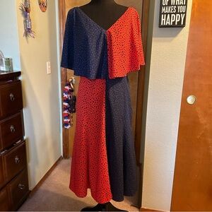 Derek Lam Collective color block red/blue cold shoulder midi dress size 44 (M)